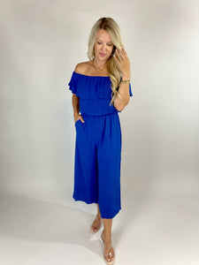 Moments Like These Wide Leg Royal Blue Jumpsuit