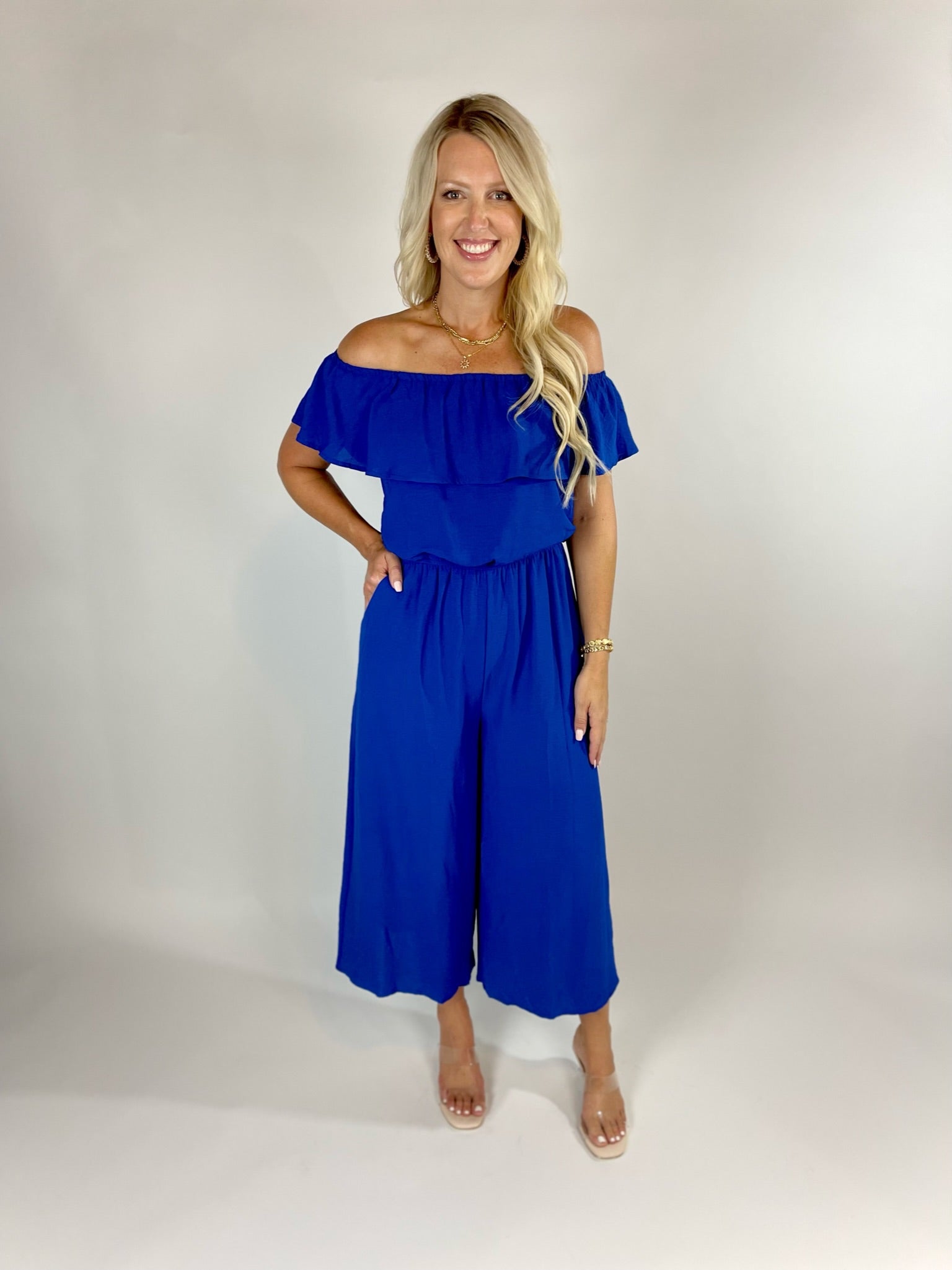 Moments Like These Wide Leg Royal Blue Jumpsuit
