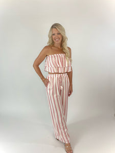 All About The Look White & Red Striped Top