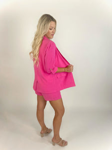 Barbie Girl Hot Pink Linen Blazer