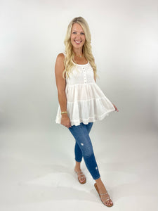 White Sand Sleeveless Babydoll Top