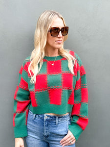 Festive Spirit Christmas Color Square Pattern Sweater