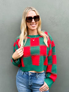 Festive Spirit Christmas Color Square Pattern Sweater