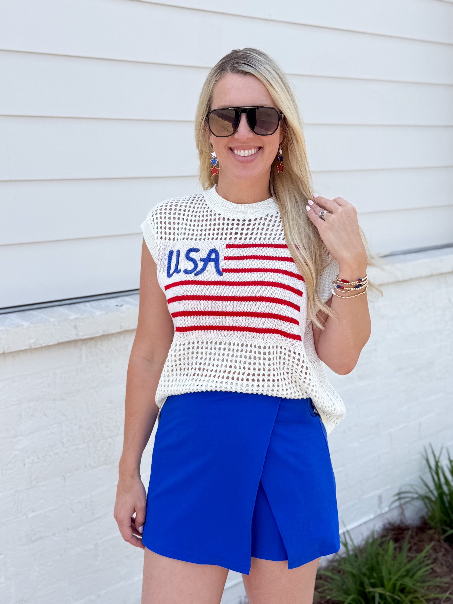 The Rise And Fall Royal Blue Heavy Knit Wrapped Skort