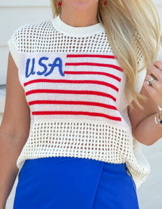 USA Eyelet Sweater Top