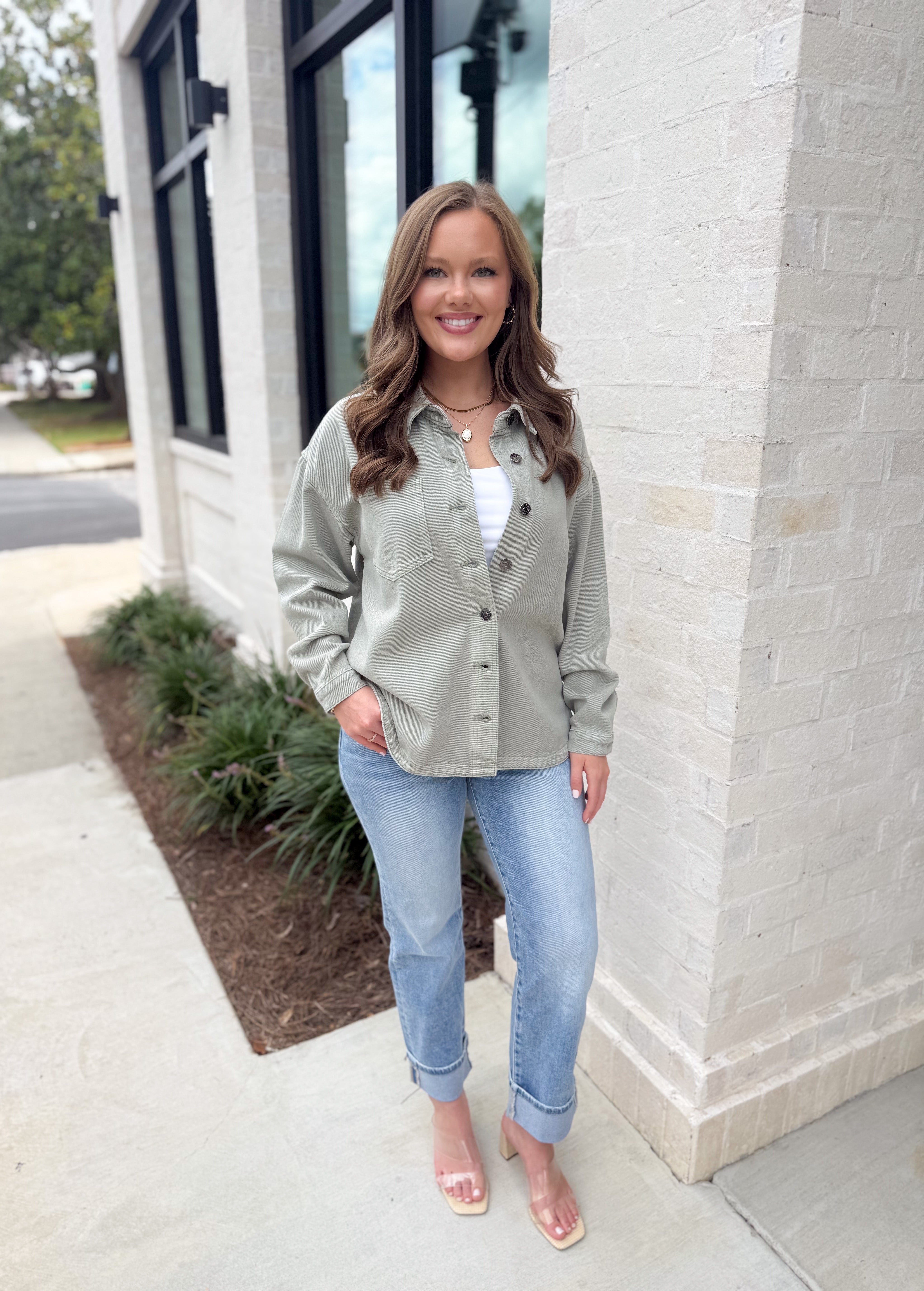 Girly Feeling Mint Button up Shacket