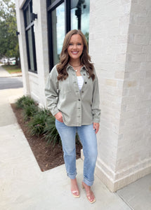 Girly Feeling Mint Button up Shacket