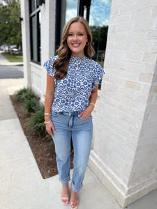 Once Upon A Time Blue & White Top