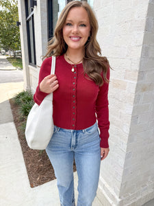 Light On My Feet Dark Cherry Cardigan