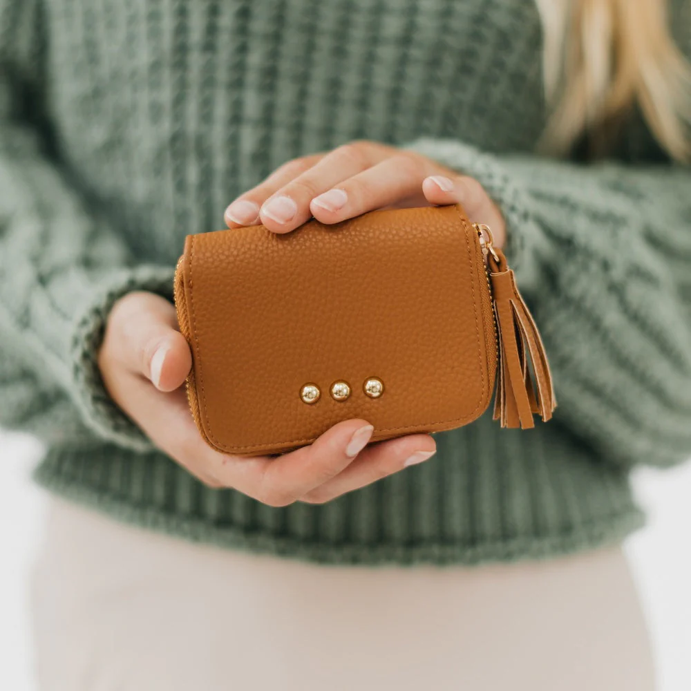 Ava Accordion Brown Zip Around Wallet