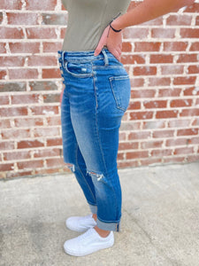 Celeste High Rise Straight Button Up Medium Wash Jeans
